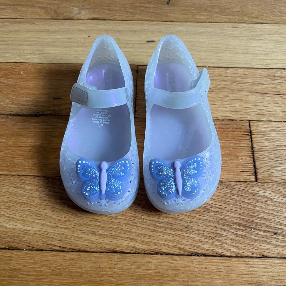Purple Twinkly butterfly toddler jelly strap shoes size 5C